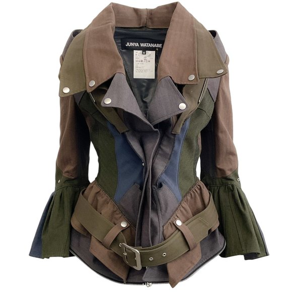 Junya Watanabe Jackets & Blazers - Junya Watanabe Patch Ruffled Moto Jacket